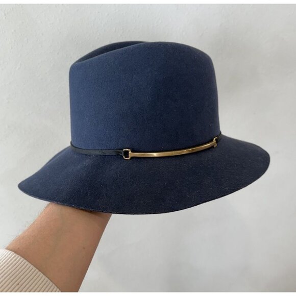 Janessa Leone Accessories - $337 Janessa Leone Women's Navy Blue 100% Wool Floppy Brim Fedora Medium M Hat